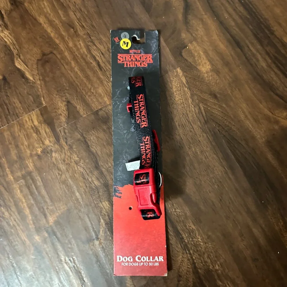STRANGER‎ THINGS Dog Collar Size Medium NWT Gift Black Puppy Netflix Adjustable